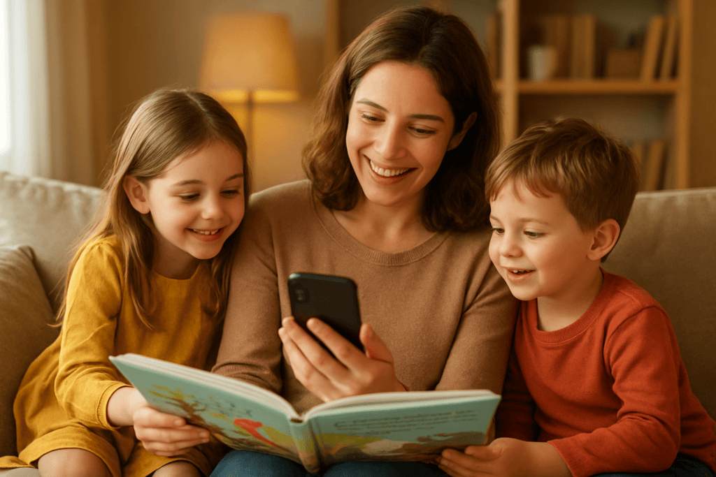 Mutter liest Kindergeschichte vor