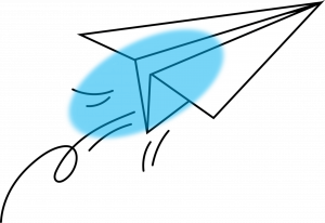 Papierflieger auf Kurs