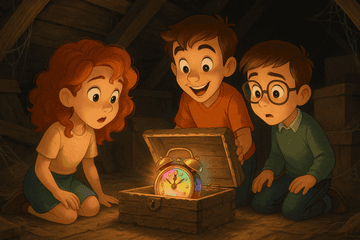 Dachboden Wecker Kindergeschichte Drei Freunde und der Wecker einer anderen Zeit