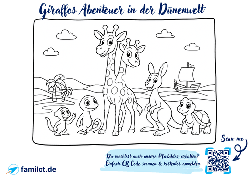 Malbild Giraffos Abenteuer in der Dünenwelt