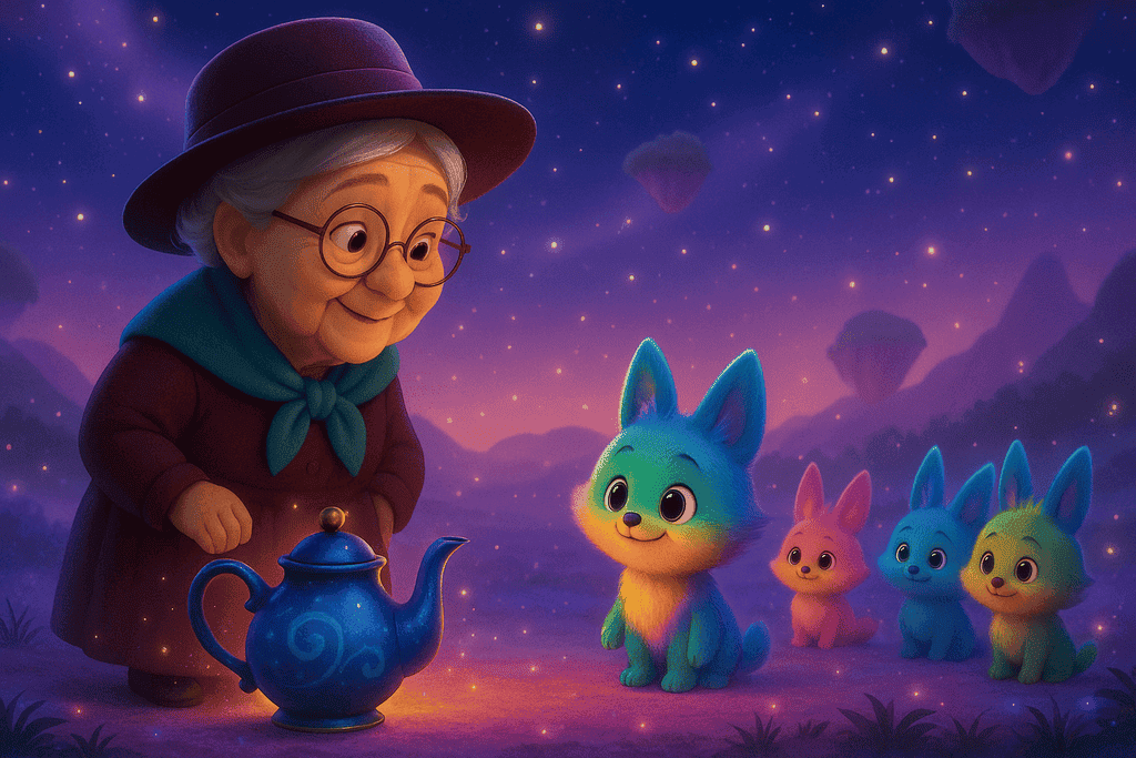 Ankunft Nepula Kindergeschichte Oma Lore und die fliegende Teekanne