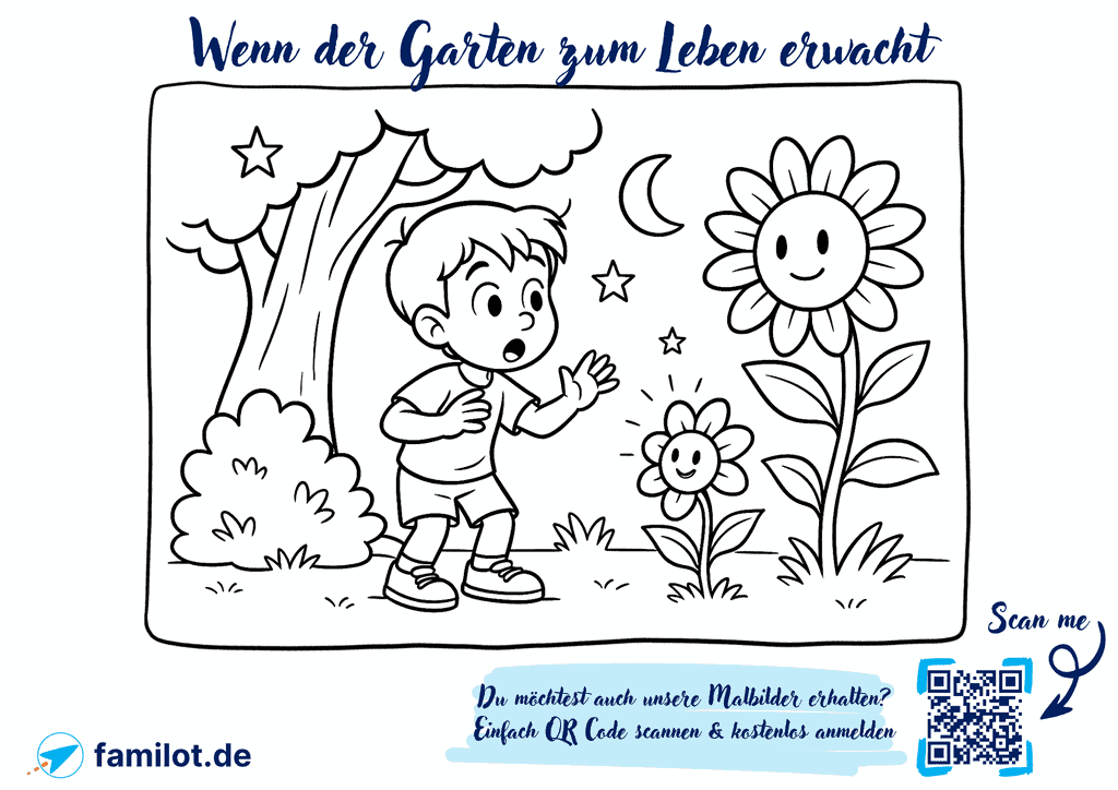Thumbnail Malbild Kindergeschichte Wenn der Garten zum Leben erwacht