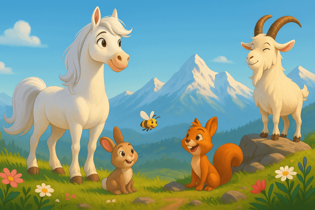 Schlussszene Kindergeschichte Das Abenteur von Sternchen und den Bergfreunden