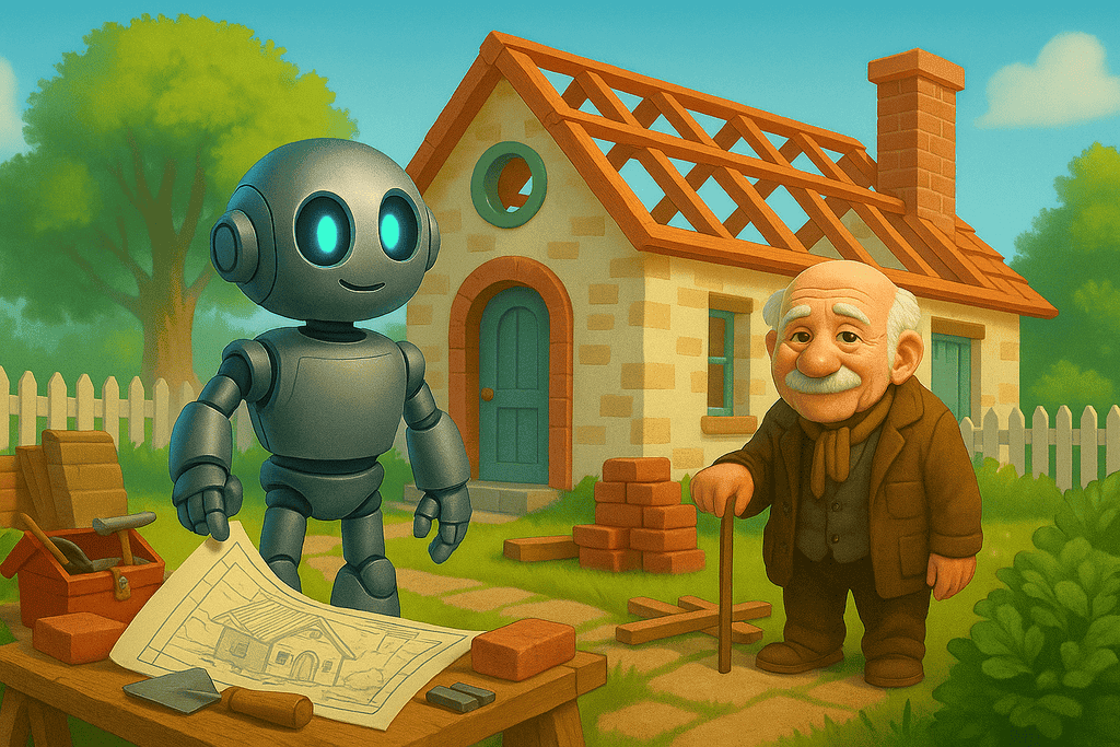 Hausbau Kindergeschichte Robo Riki entdeckt sein Herz