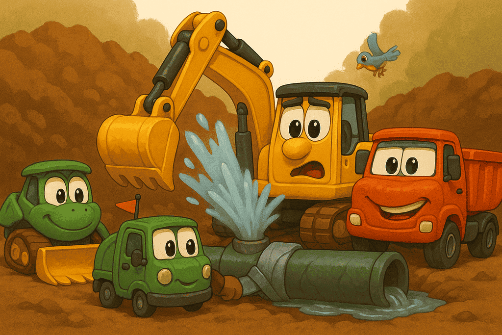 Reparatur Kindergeschichte Bagger Ben und die Wasserexplosion