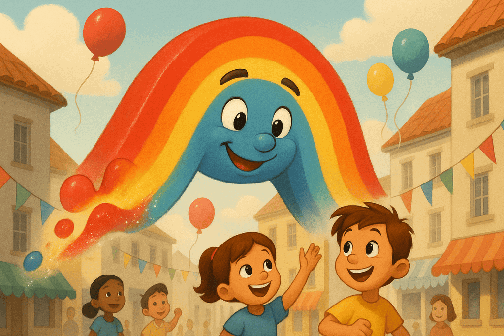 Rot zurück Kindergeschichte Der Regenbogen, der seine Farben verlor