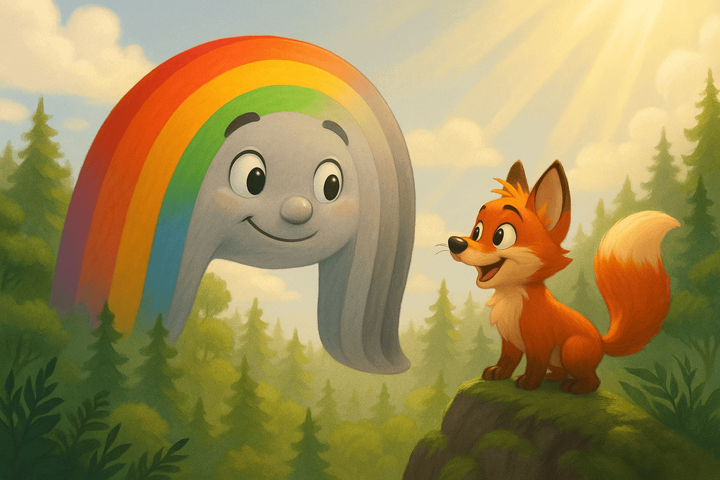 Titelbild Kindergeschichte Der Regenbogen, der seine Farben verlor