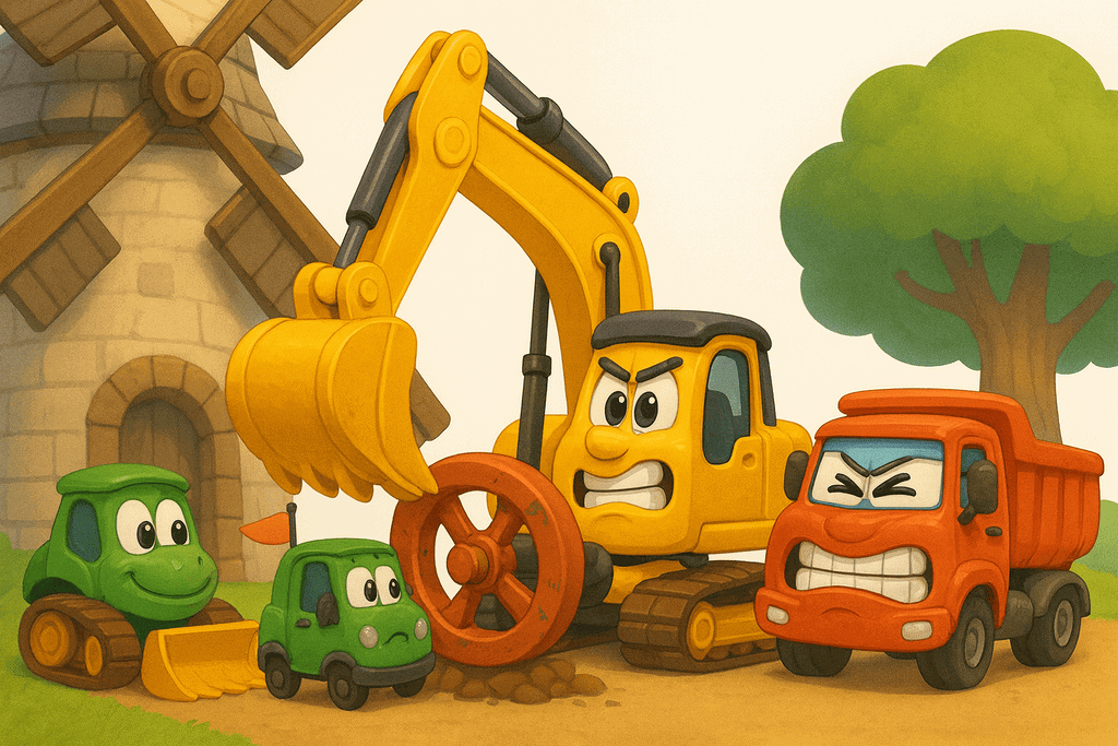 Wasser abdrehen Kindergeschichte Bagger Ben und die Wasserexplosion