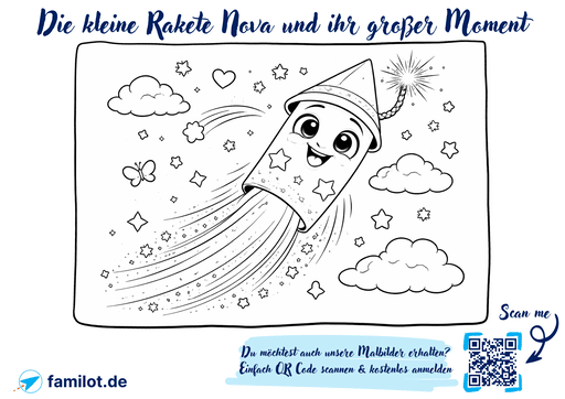 Malbild Thumbnail Die kleine Rakete Nova und ihr großer Moment